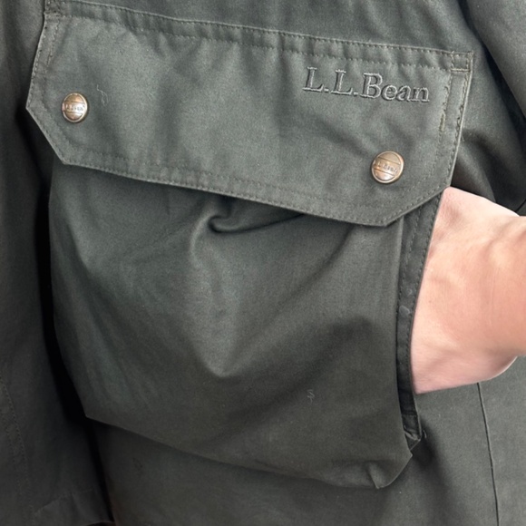 VTG LL Bean Chore Coat Mens XLT Green Flannel Lined Barn Field Jacket Corduroy - Picture 7 of 16